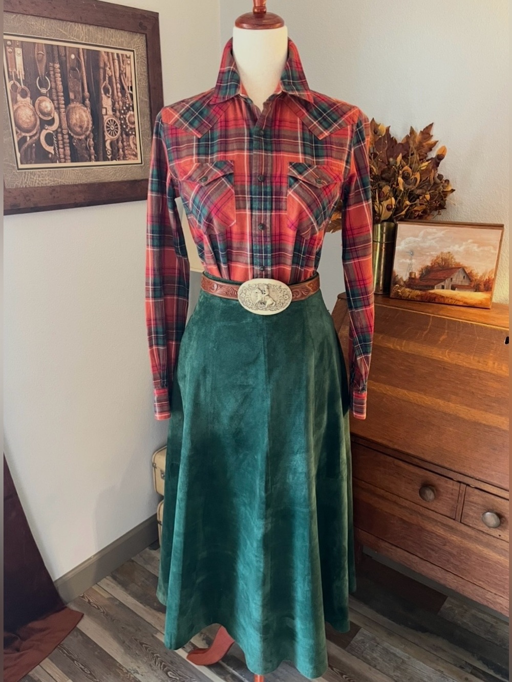 -SOLD- Vtg Ralph Lauren Western Blue Label wool/cotton flannel luxury 90s - Picture 4 of 11